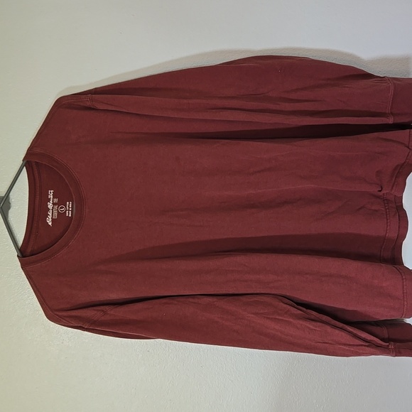 Eddie Bauer Maroon Long Sleeve Essential Tee 100% Cotton Size Large - Picture 1 of 5